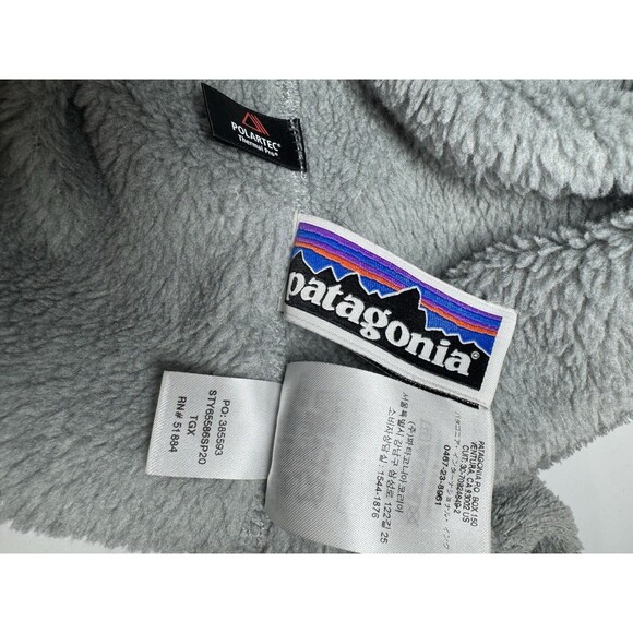 Girl's Patagonia Gray Polartec Fleece Pullover Pockets Snap Long-Sleeve - 12 - Picture 14 of 15